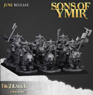 Mounted Heavy Dwarves - Sons of Ymir - Highlands Miniatures - Sigmarite Boutique