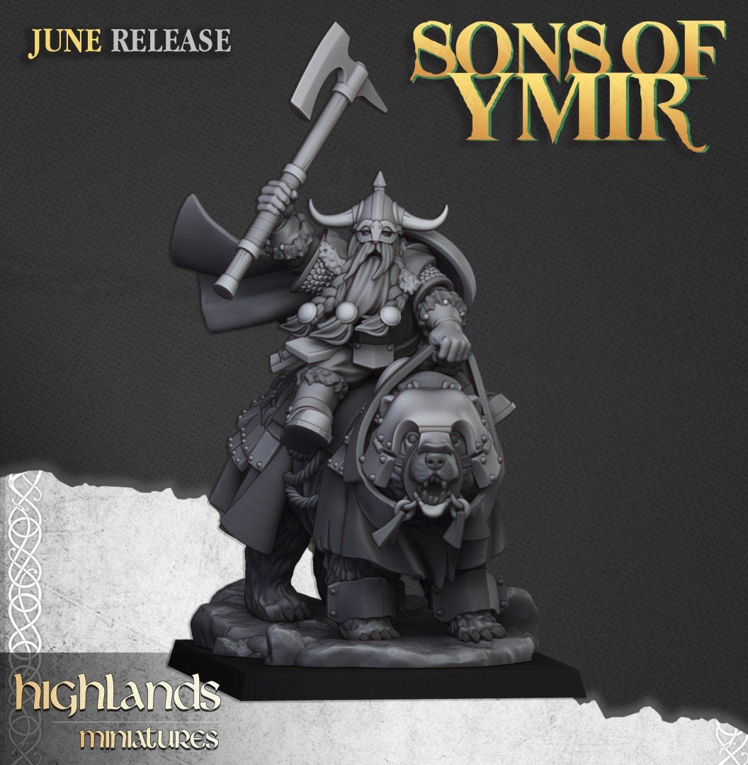 Mounted Heavy Dwarves - Sons of Ymir - Highlands Miniatures - Sigmarite Boutique