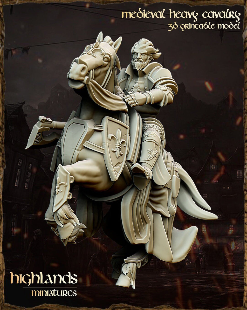 Mounted Heavy Knight Command - Highlands Miniatures - Sigmarite Boutique