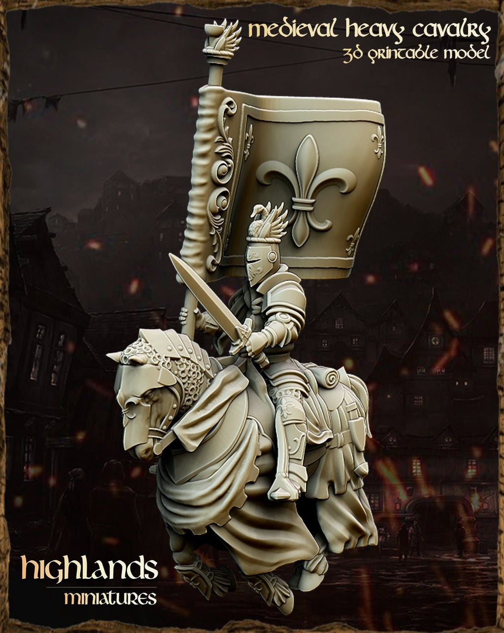 Mounted Heavy Knight Command - Highlands Miniatures - Sigmarite Boutique