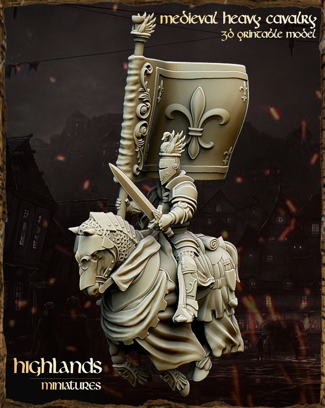 Mounted Heavy Knight Command - Highlands Miniatures - Sigmarite Boutique