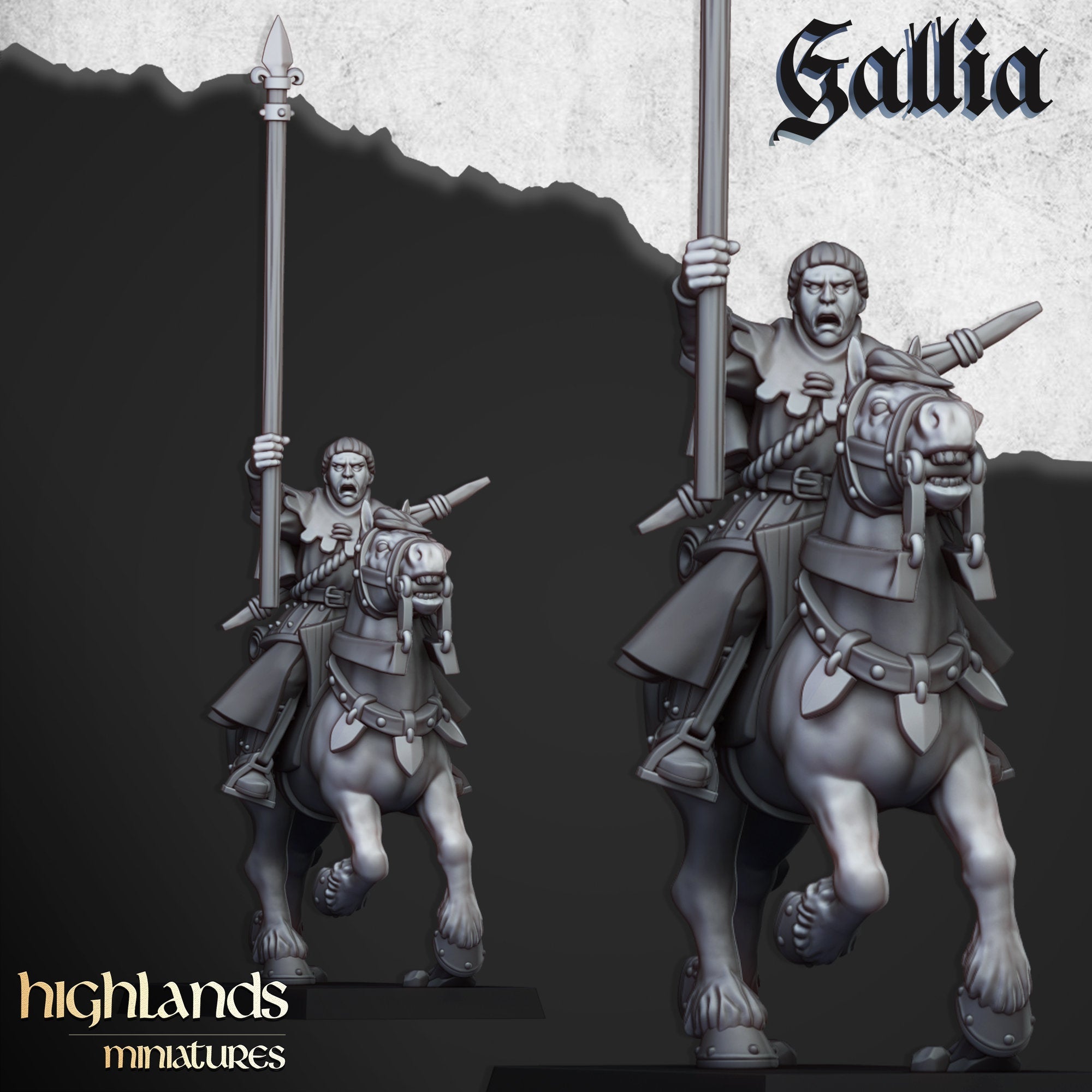 Mounted Men at Arms - Gallia - Highlands Miniatures - Sigmarite Boutique