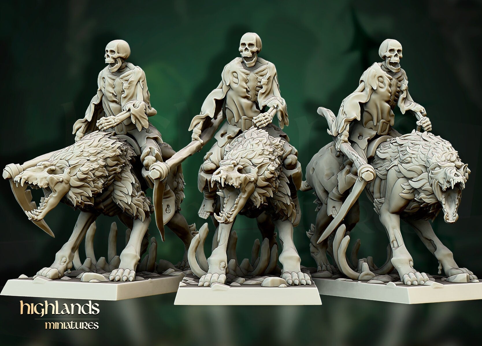 Mounted Zombie Dire Wolves - Highlands Miniatures - Sigmarite Boutique