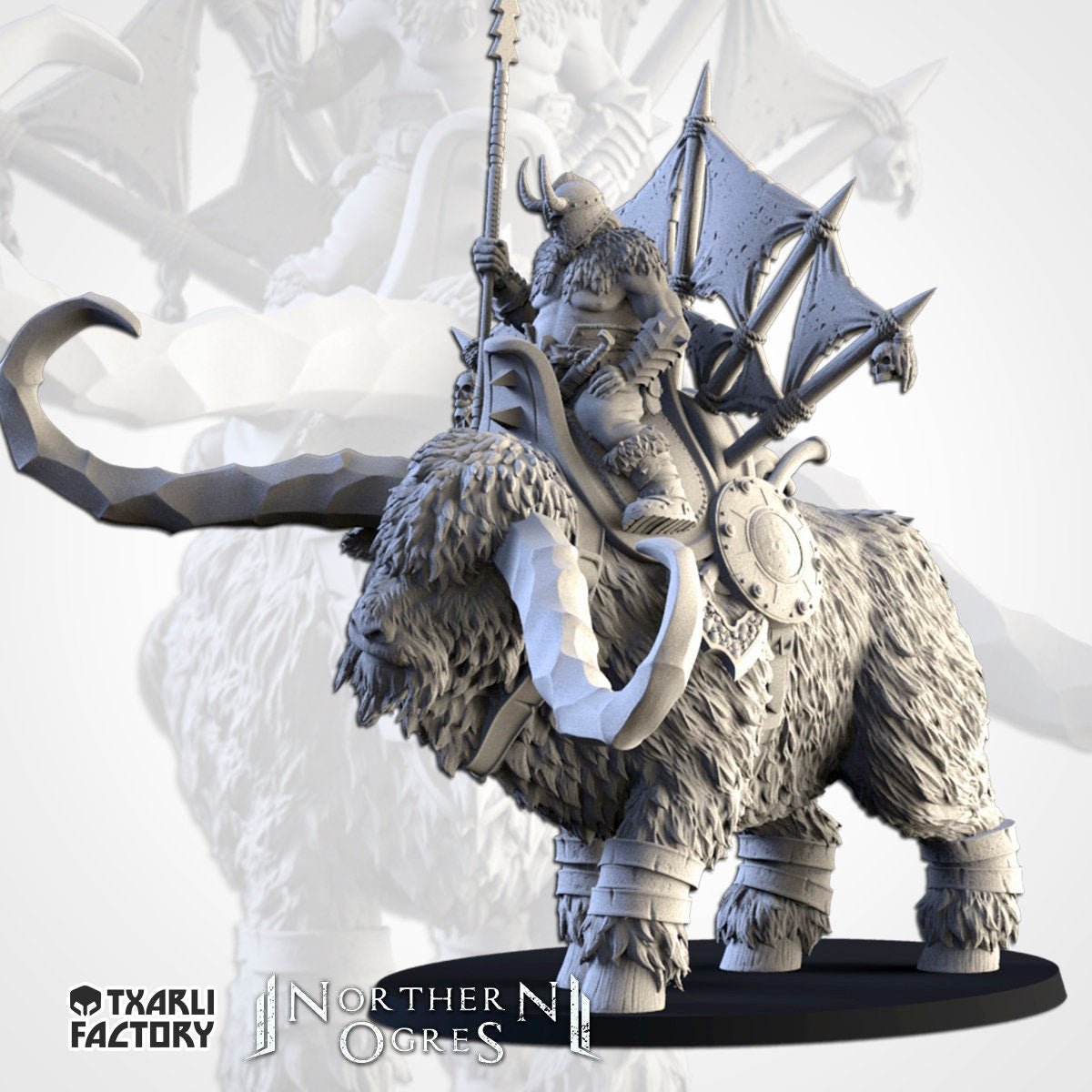 Ogre Hero on Rock Auroch - Northern Ogres - Txarli Factory - Sigmarite Boutique