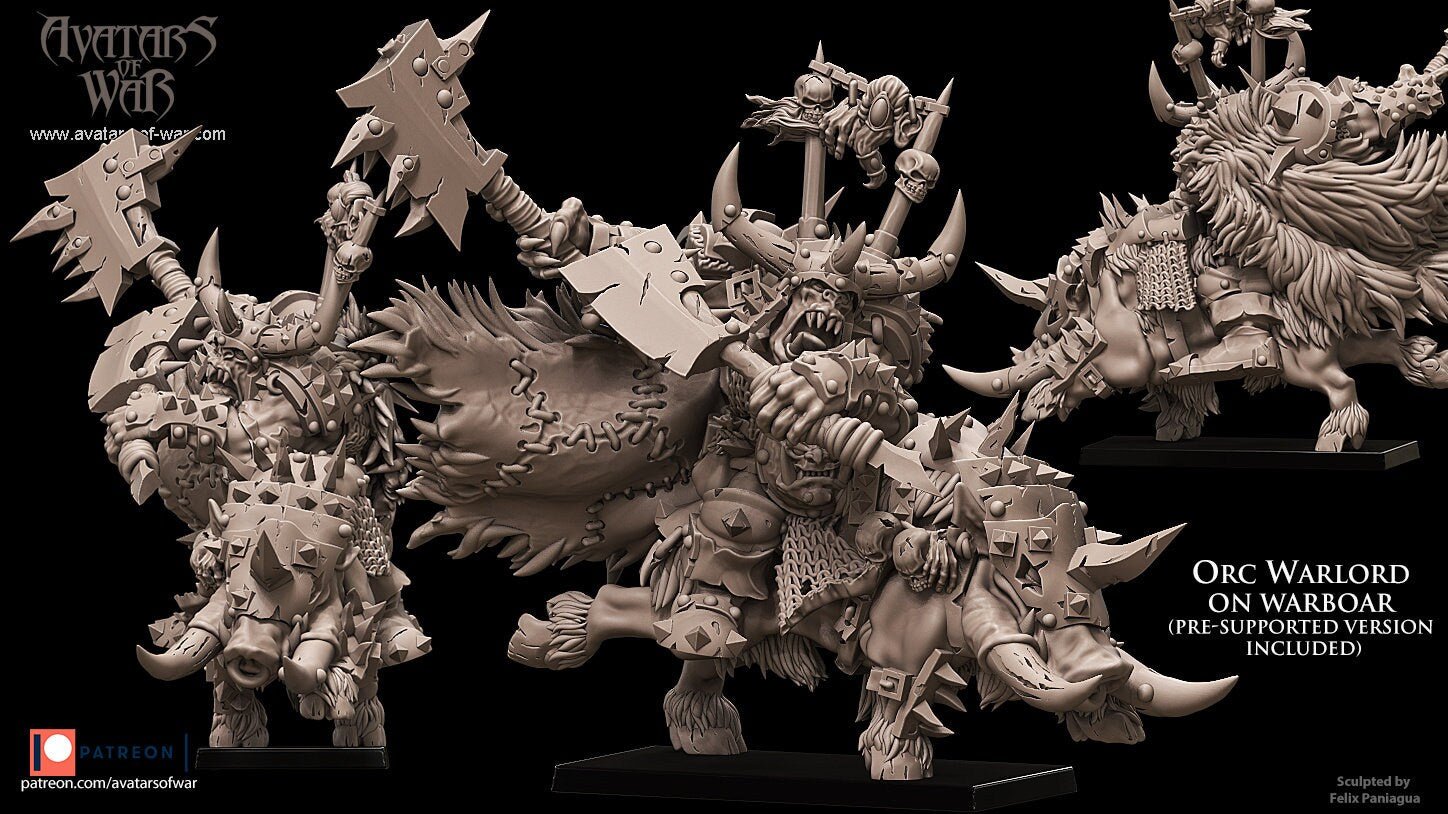 Orc Warboss on Warboar - Avatars of War - Sigmarite Boutique