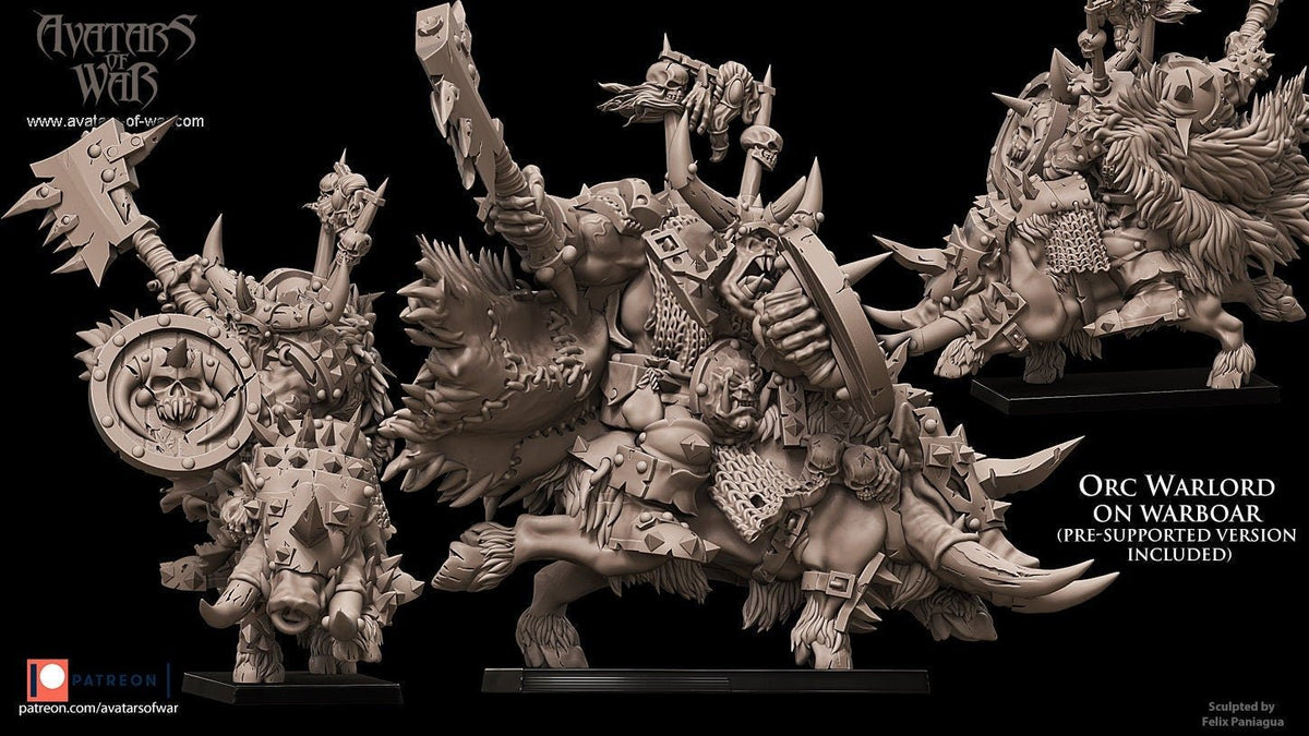Orc Warboss on Warboar - Avatars of War - Sigmarite Boutique