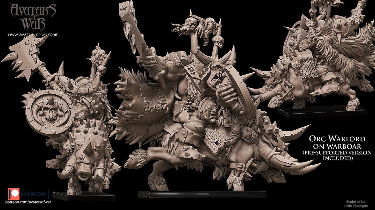 Orc Warboss on Warboar - Avatars of War - Sigmarite Boutique