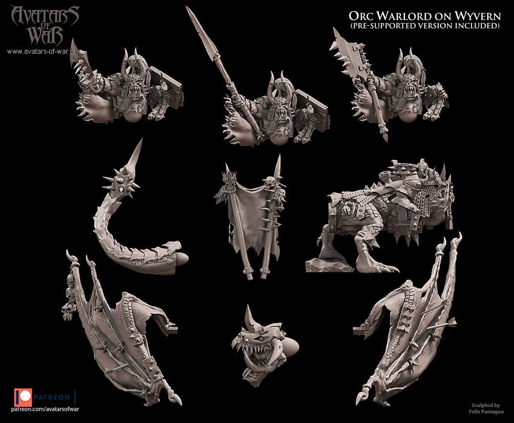 Orc Warlord on Wyvern - Avatars of War - Sigmarite Boutique
