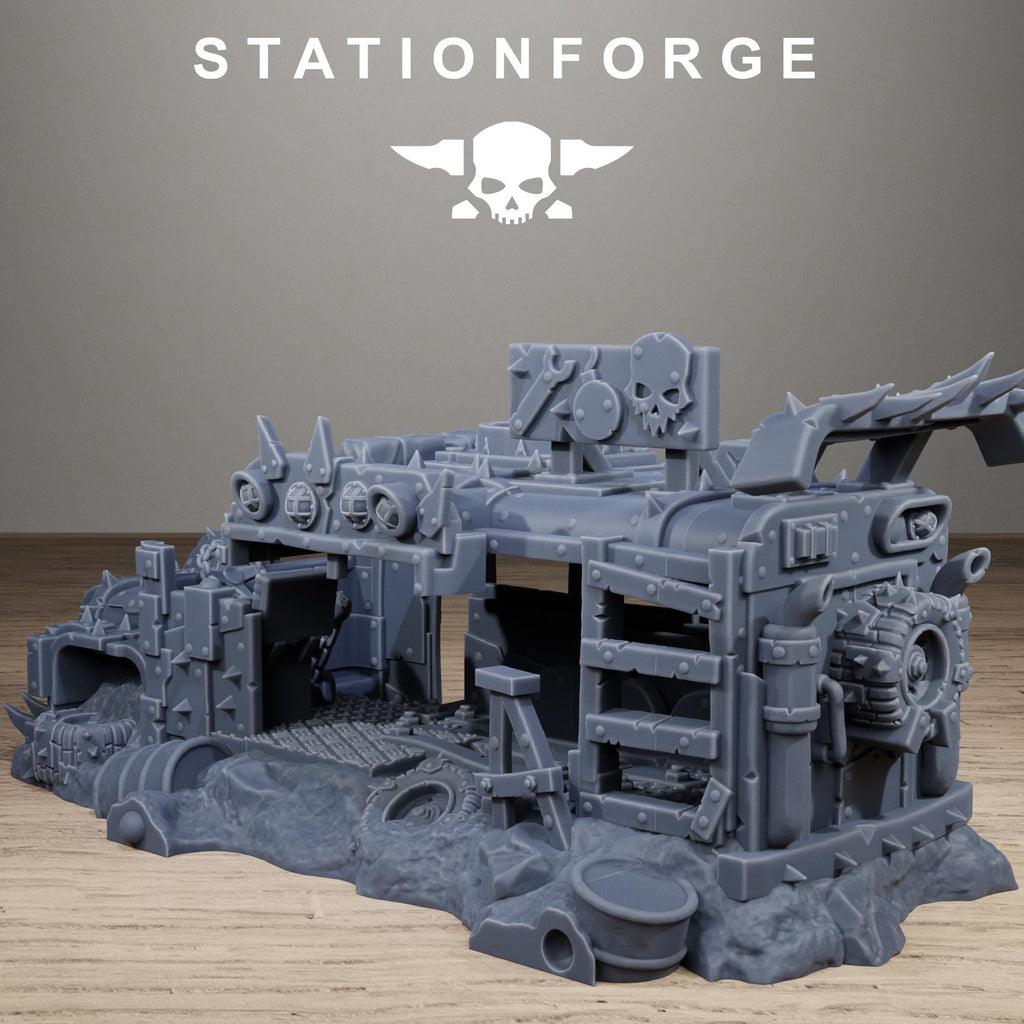 Orkaz Battle Bus - Resin Wrecked Vehicle Terrain for Sci-Fi Wargaming - StationForge - Sigmarite Boutique