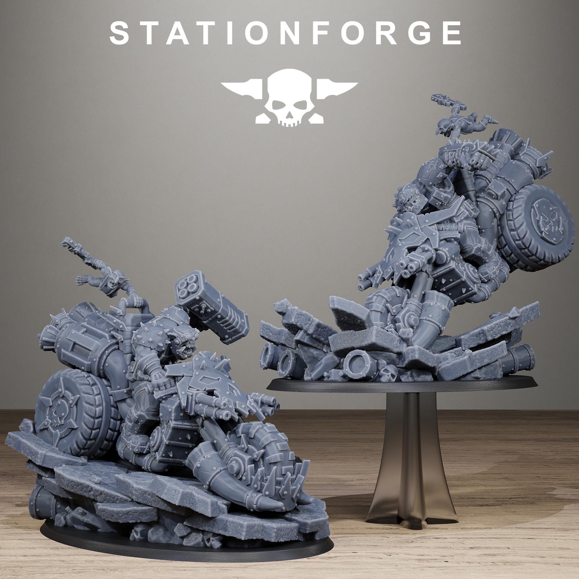 Orkaz Biker Boss Resin Warboss Miniature for Sci Fi Wargaming & Tabletop Gaming - StationForge - Sigmarite Boutique