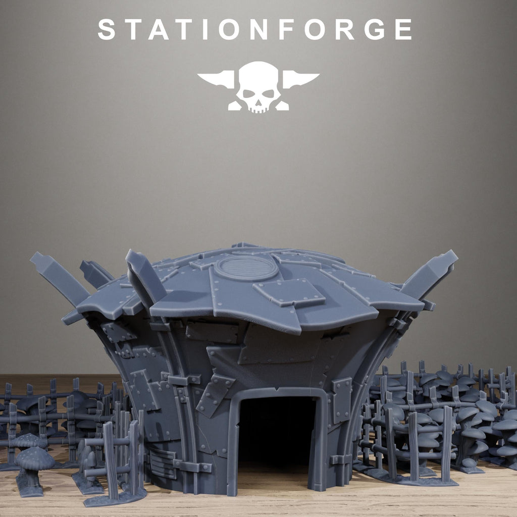 Orkaz Farm - Alien Crop Farm and Modular Fencing Resin Terrain for Sci-Fi Wargaming - StationForge - Sigmarite Boutique