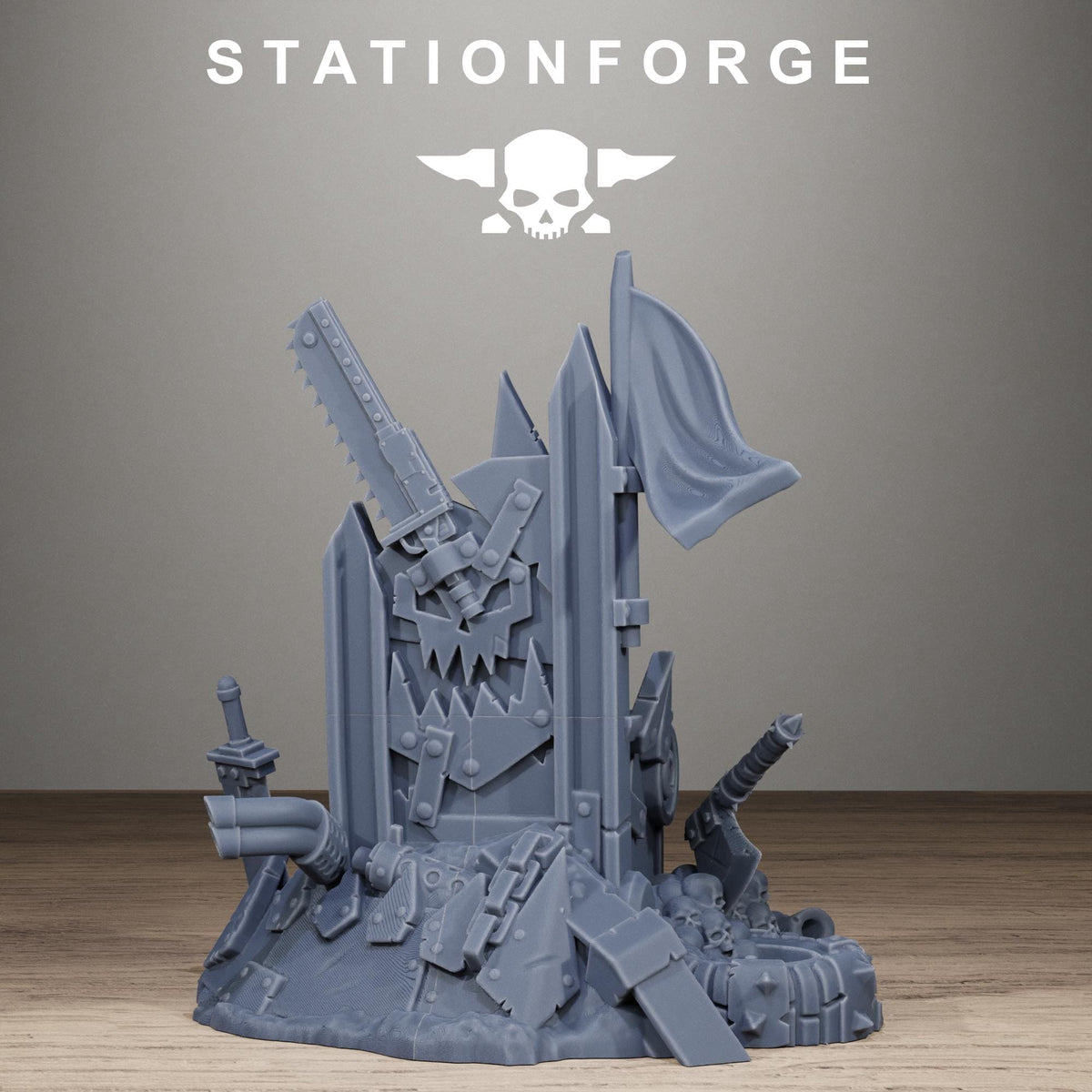 Orkaz Throne - Resin Warboss Command Throne for Sci-Fi Wargaming Terrain - StationForge - Sigmarite Boutique