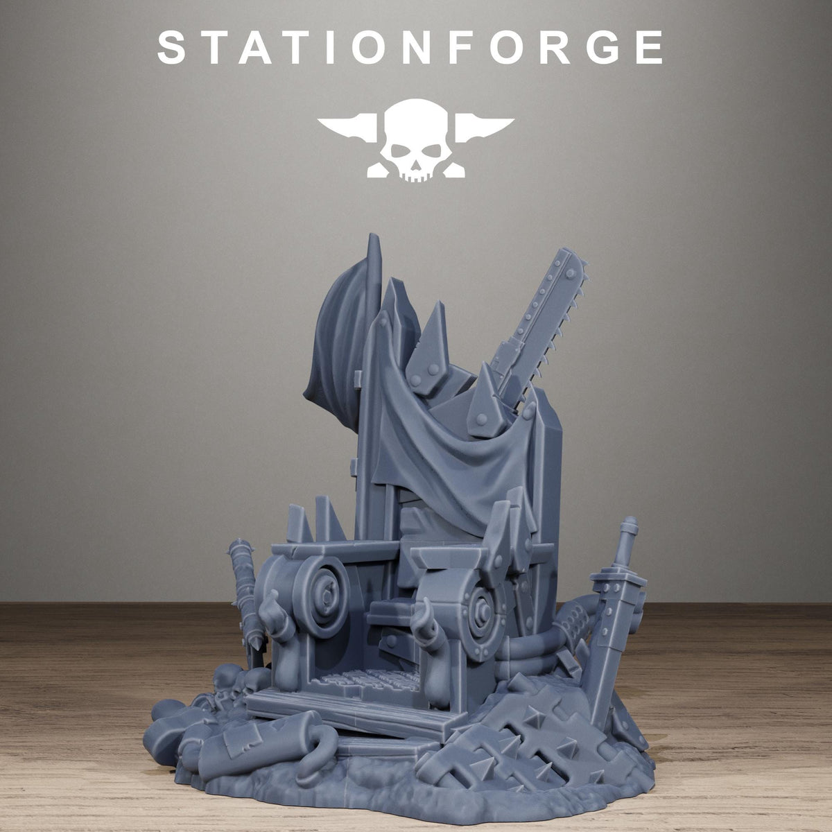 Orkaz Throne - Resin Warboss Command Throne for Sci-Fi Wargaming Terrain - StationForge - Sigmarite Boutique