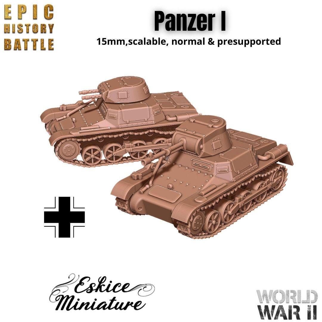 Panzer I Tank - German WWII Light Tank - 3D Printed Resin Miniatures in 6mm, 10mm, 15mm, and 20mm Scale - Eskice Miniatures - Sigmarite Boutique