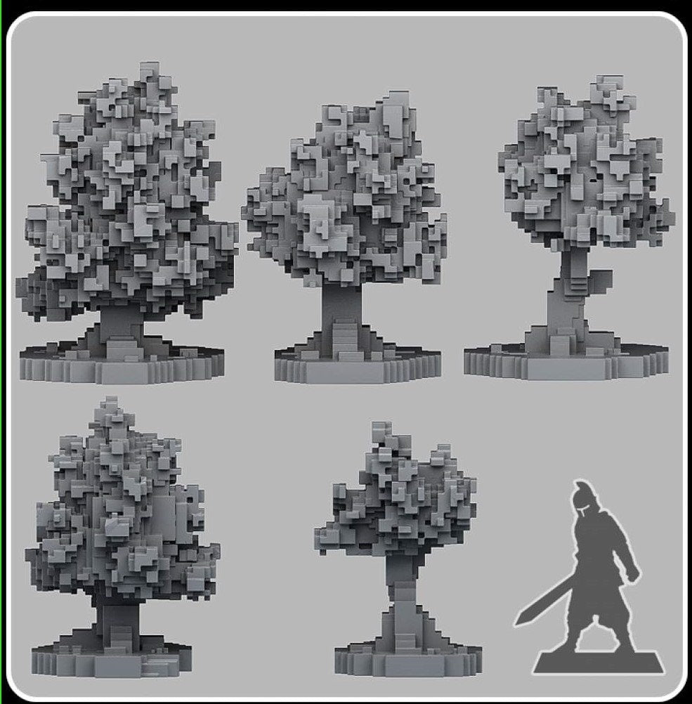 Pixel Trees - Fantastic Plants and Rocks - Print Your Monsters - Sigmarite Boutique
