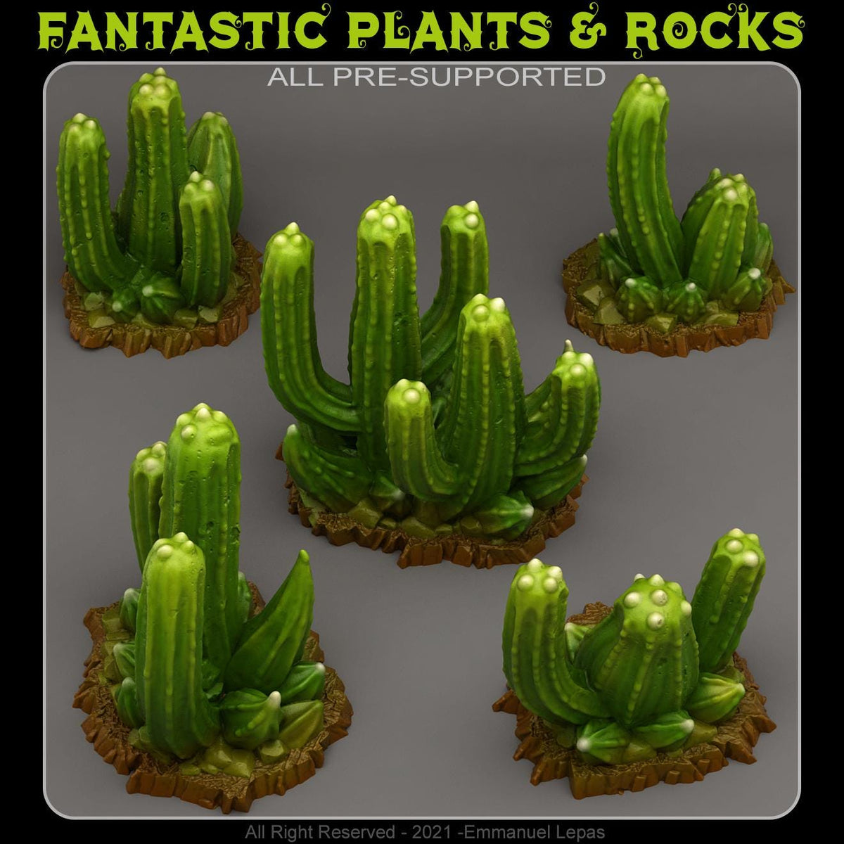 Poisonous Cactus - Fantasy Scatter Terrain for DnD, RPGs & 28mm Wargaming Resin Printed Terrain Set - Sigmarite Boutique