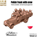 Polish Military Truck with Crew - WWII Transport Vehicle - 3D Printed Resin in 6mm, 10mm, 15mm, and 20mm Scale - Eskice - Sigmarite Boutique