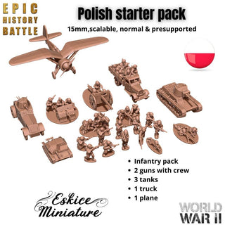 Polish WWII Starter Army - 3D Printed Resin Miniatures in 6mm, 10mm, 15mm, and 20mm Scale - Eskice Miniatures - Sigmarite Boutique
