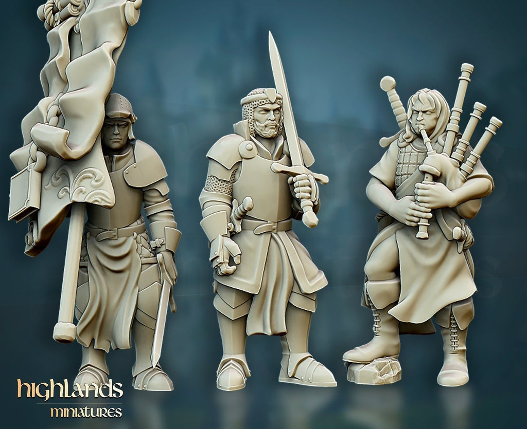 Questing Knight Command on Foot - Highlands Miniatures - Sigmarite Boutique