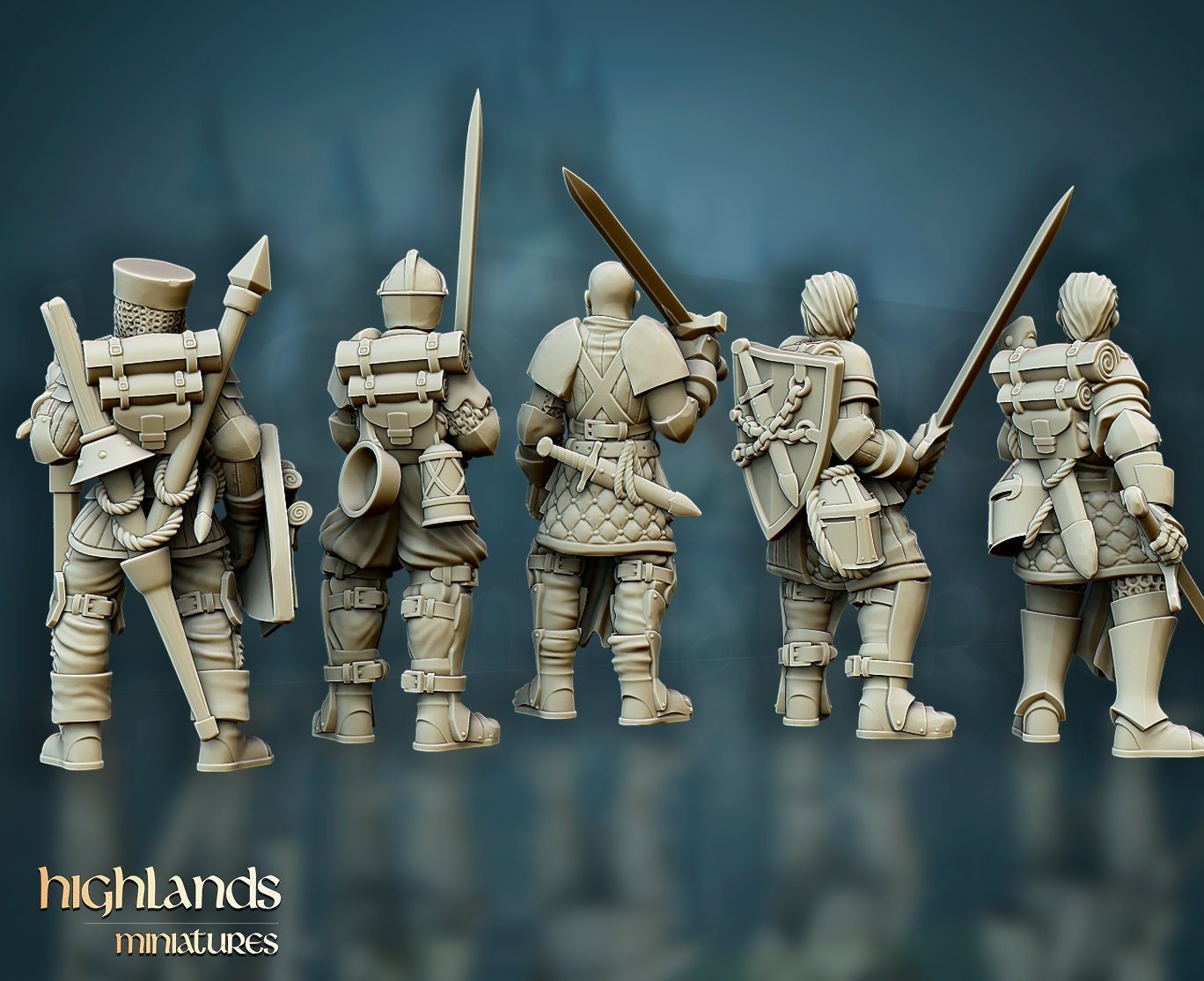 Questing Knights on Foot - Highlands Miniatures - Sigmarite Boutique