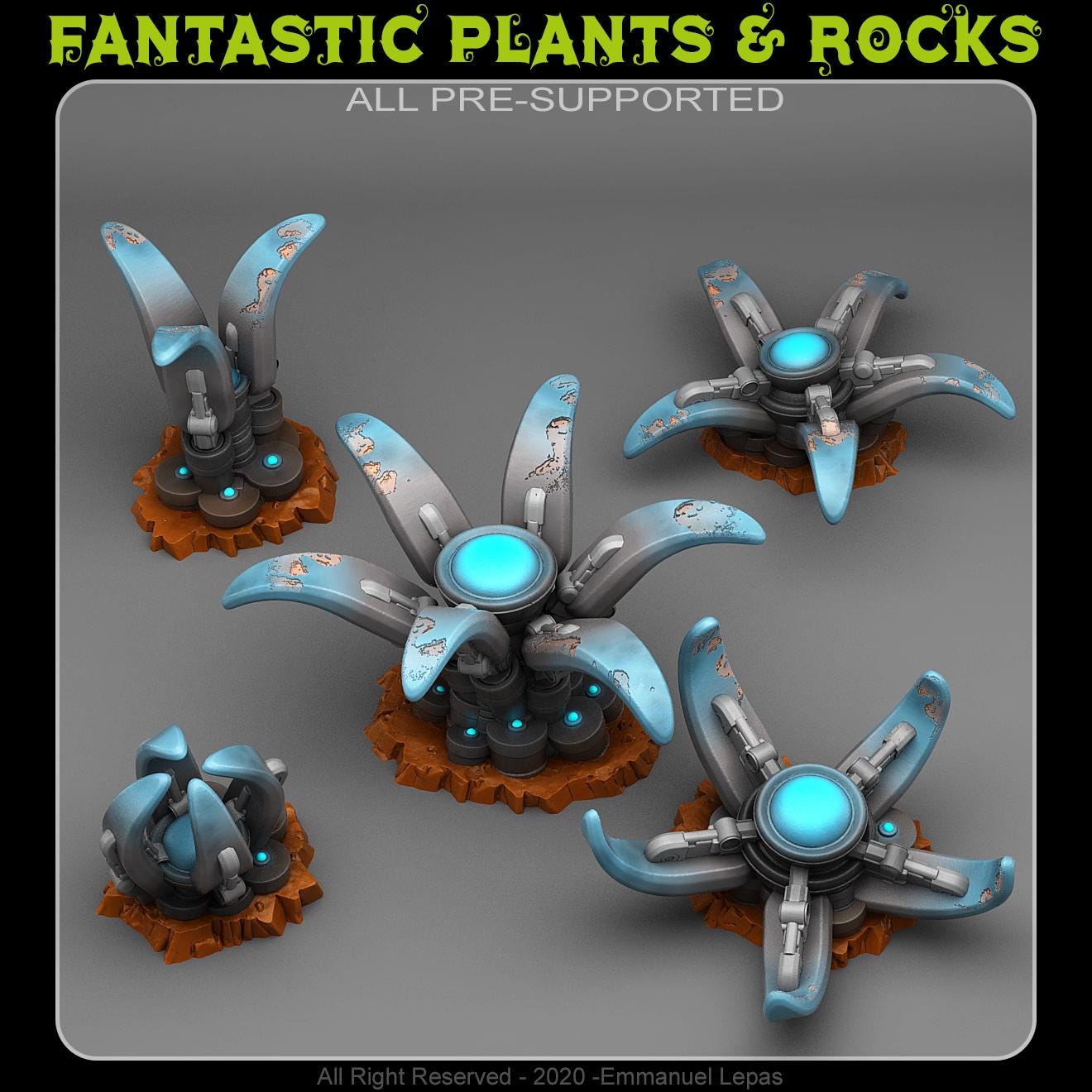 Robotic Flowers - Alien Scatter Terrain for Sci Fi Wargaming & 28mm RPGs Resin Printed Terrain Set - Sigmarite Boutique