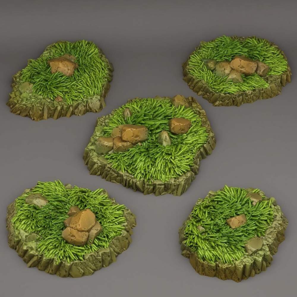 Rocky Grassy Patches - Fantastic Plants and Rocks - Print Your Monsters - Sigmarite Boutique