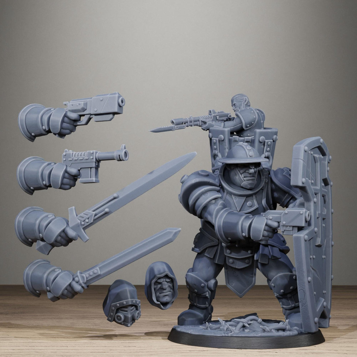 Royal Guard Shield Bearer - Elite Heavy Shield Infantry Resin Miniature for Sci-Fi Soldier Wargaming - Stationforge - Sigmarite Boutique