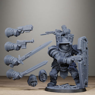 Royal Guard Shield Bearer - Elite Heavy Shield Infantry Resin Miniature for Sci-Fi Soldier Wargaming - Stationforge - Sigmarite Boutique