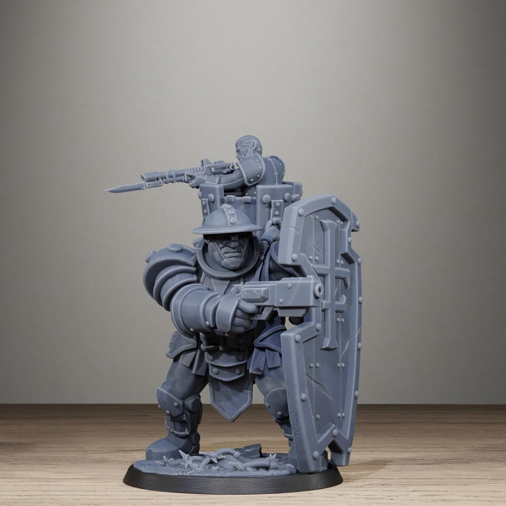 Royal Guard Shield Bearer - Elite Heavy Shield Infantry Resin Miniature for Sci-Fi Soldier Wargaming - Stationforge - Sigmarite Boutique