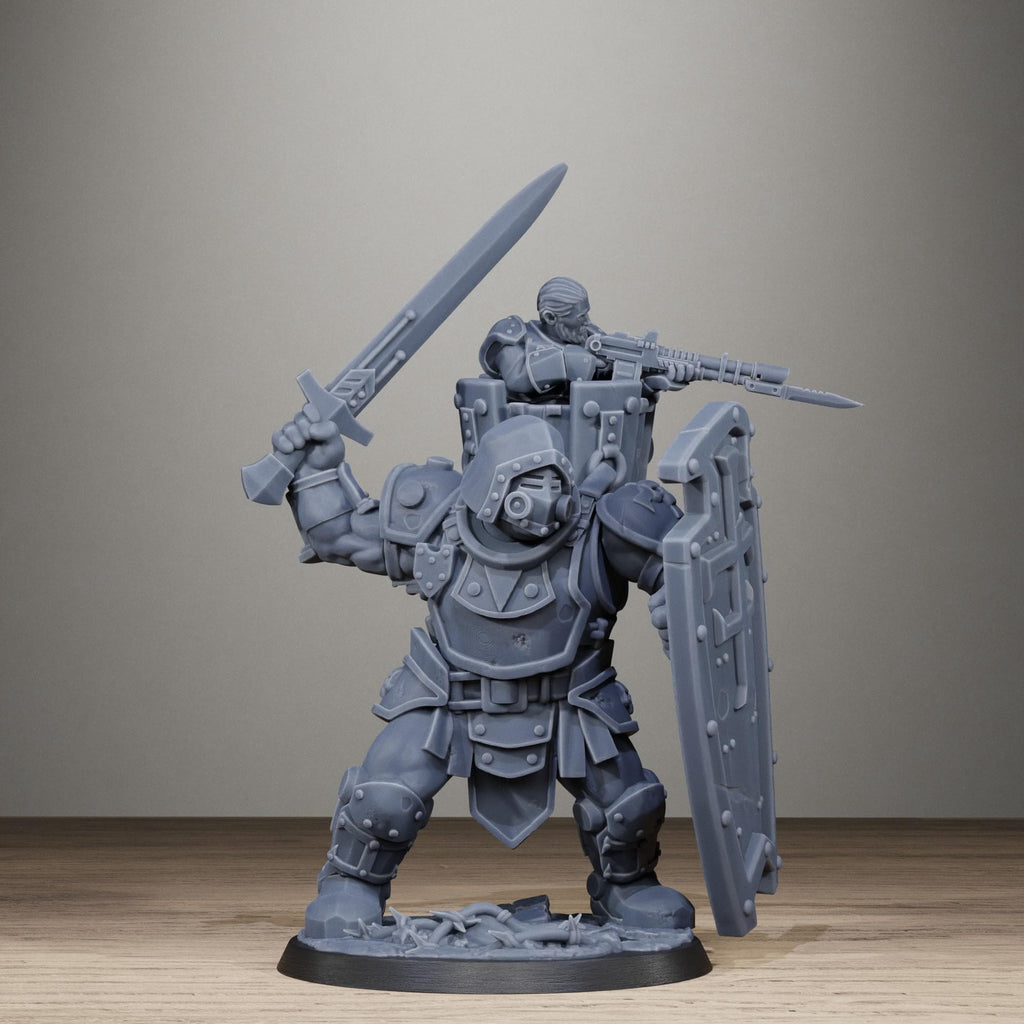Royal Guard Shield Bearer - Elite Heavy Shield Infantry Resin Miniature for Sci-Fi Soldier Wargaming - Stationforge - Sigmarite Boutique