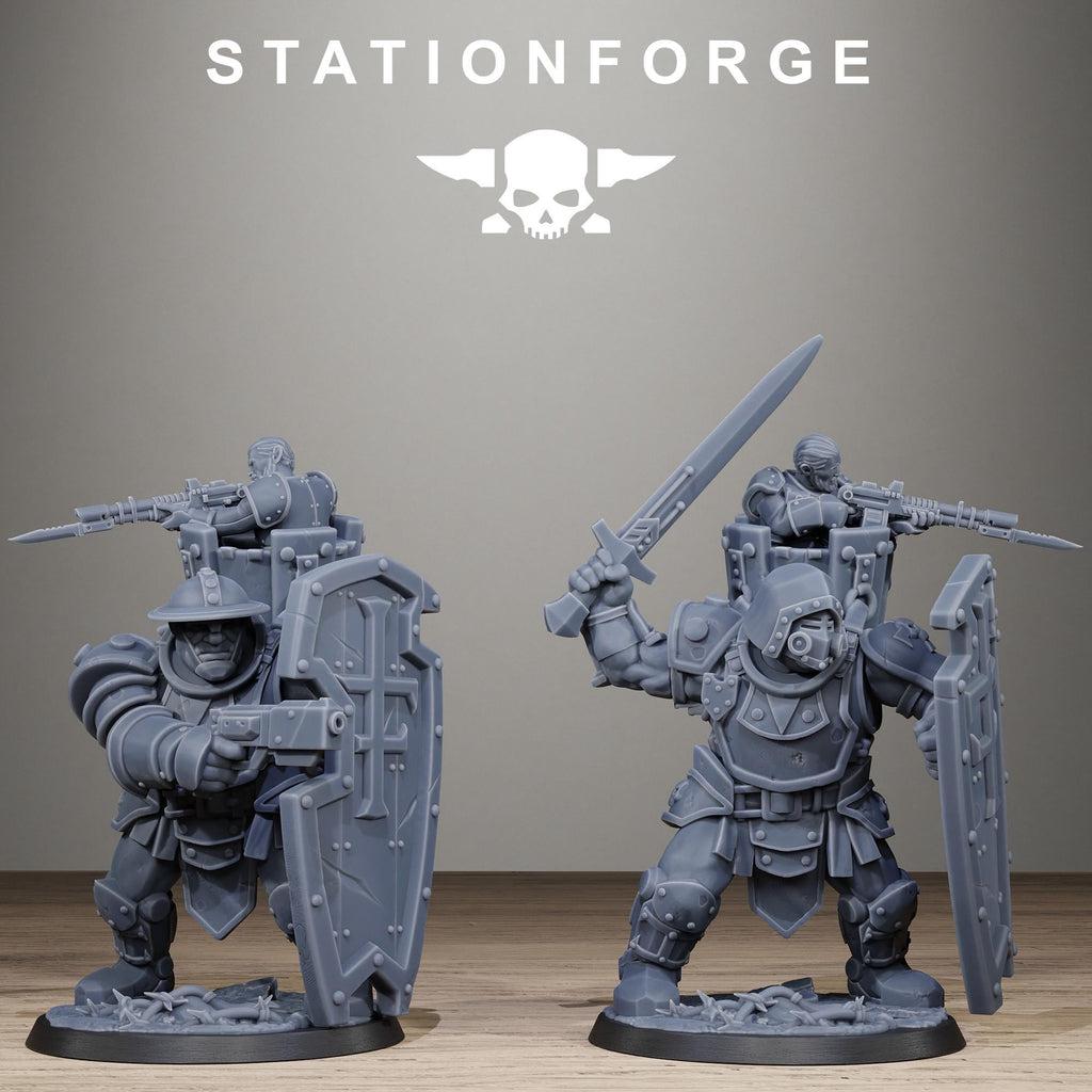 Royal Guard Shield Bearer - Elite Heavy Shield Infantry Resin Miniature for Sci-Fi Soldier Wargaming - Stationforge - Sigmarite Boutique