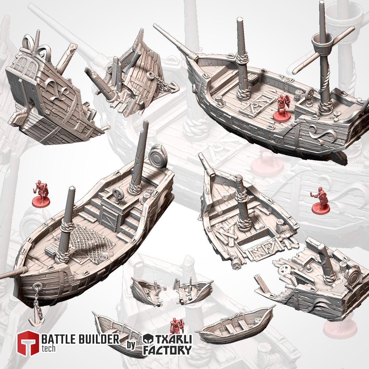 Ships Aground Fantasy or Historical Tabletop Terrain for 28mm Wargaming and RPGs Coastal Scatter Terrain - Sigmarite Boutique