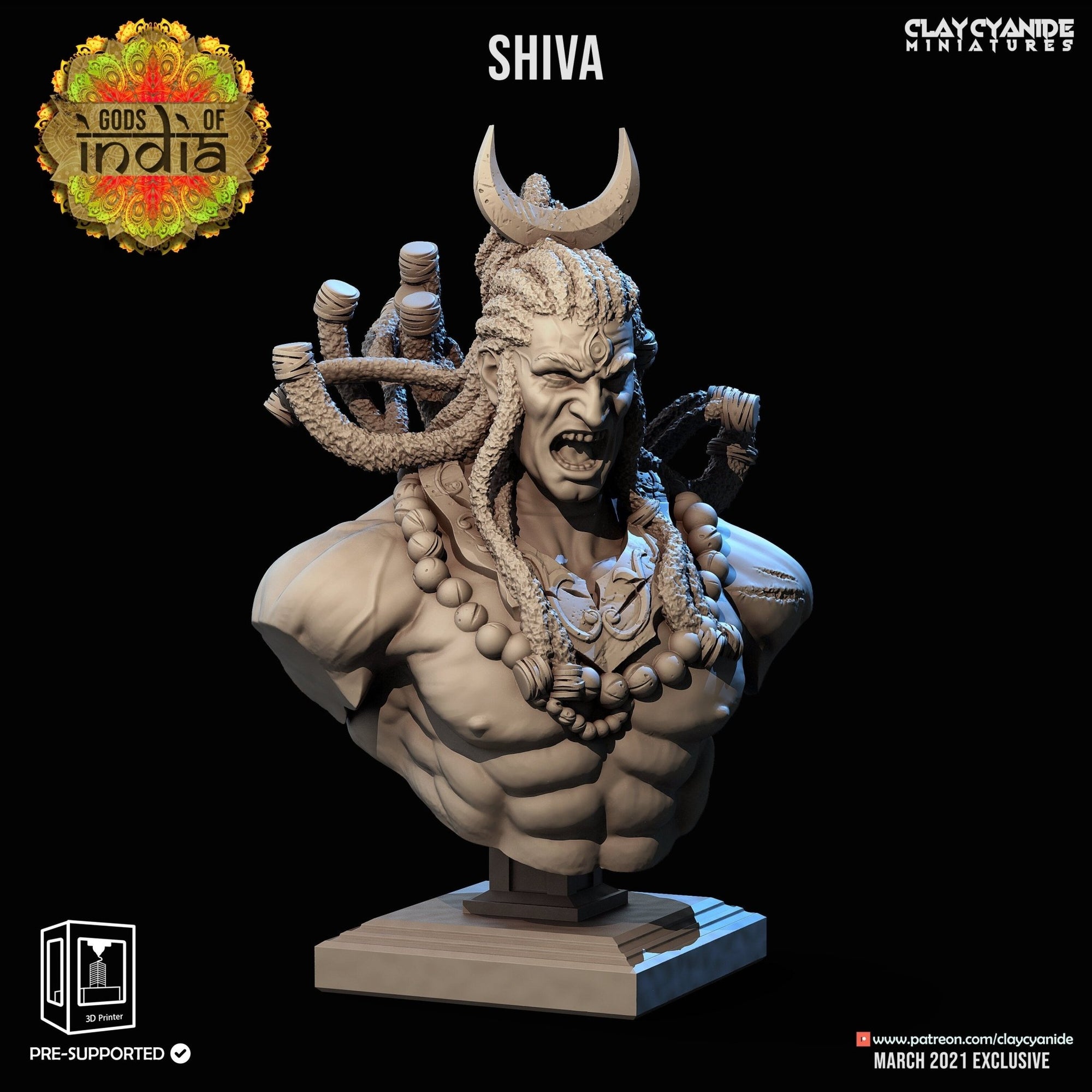 Shiva Bust - Gods of India - Clay Cyanide - Sigmarite Boutique