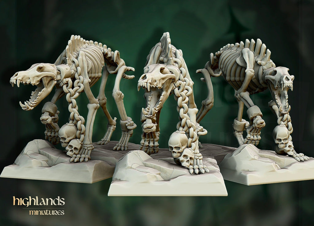 Skeletal Dire Wolves - Highlands Miniatures - Sigmarite Boutique
