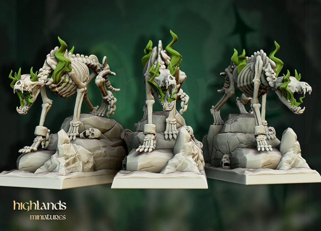 Skeletal Dire Wolves - Highlands Miniatures - Sigmarite Boutique