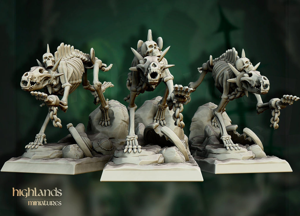 Skeletal Dire Wolves - Highlands Miniatures - Sigmarite Boutique