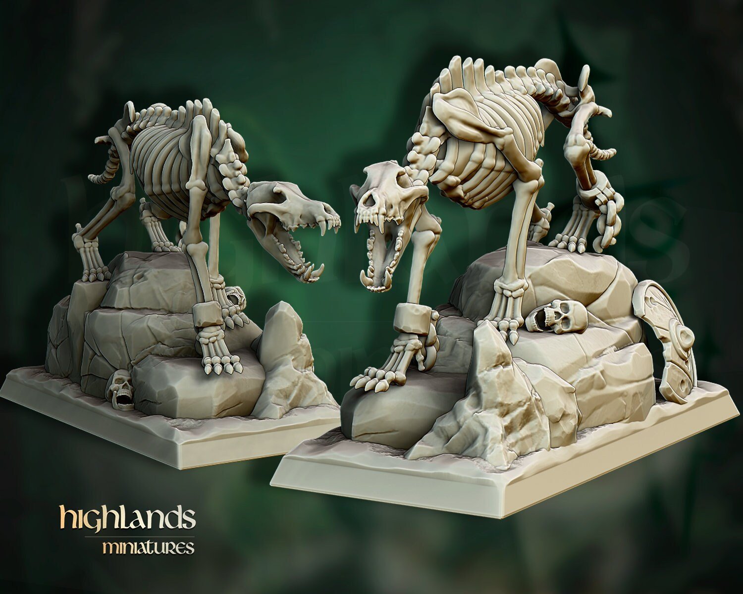 Skeletal Dire Wolves - Highlands Miniatures - Sigmarite Boutique
