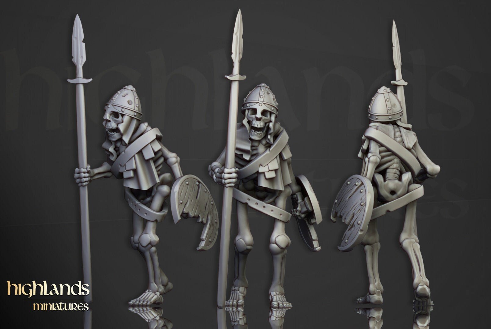 Skeletal Warriors with Spears - Highlands Miniatures - Sigmarite Boutique