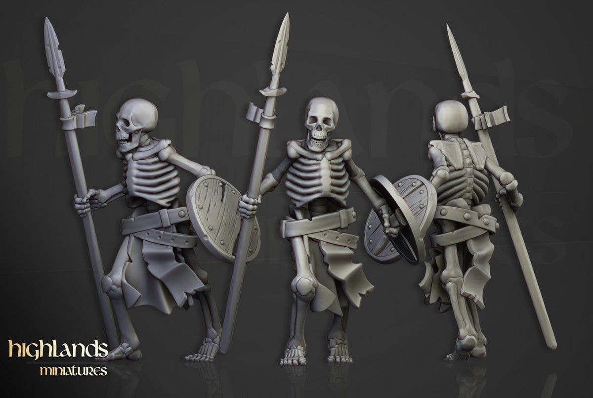 Skeletal Warriors with Spears - Highlands Miniatures - Sigmarite Boutique