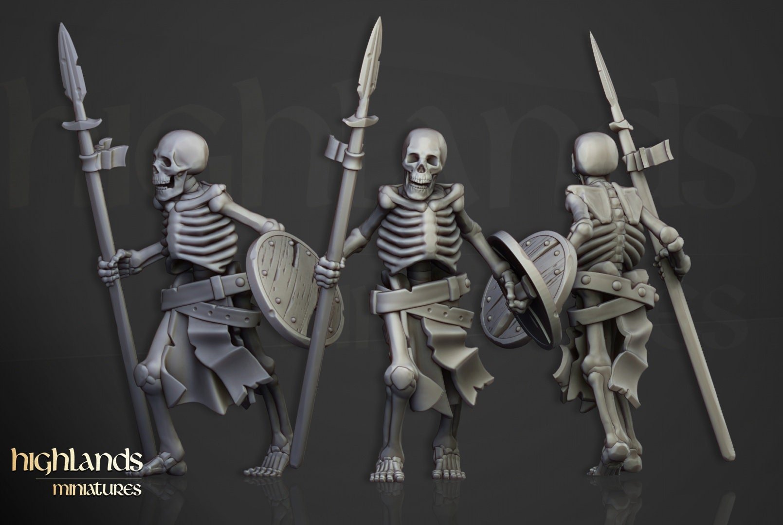 Skeletal Warriors with Spears - Highlands Miniatures - Sigmarite Boutique