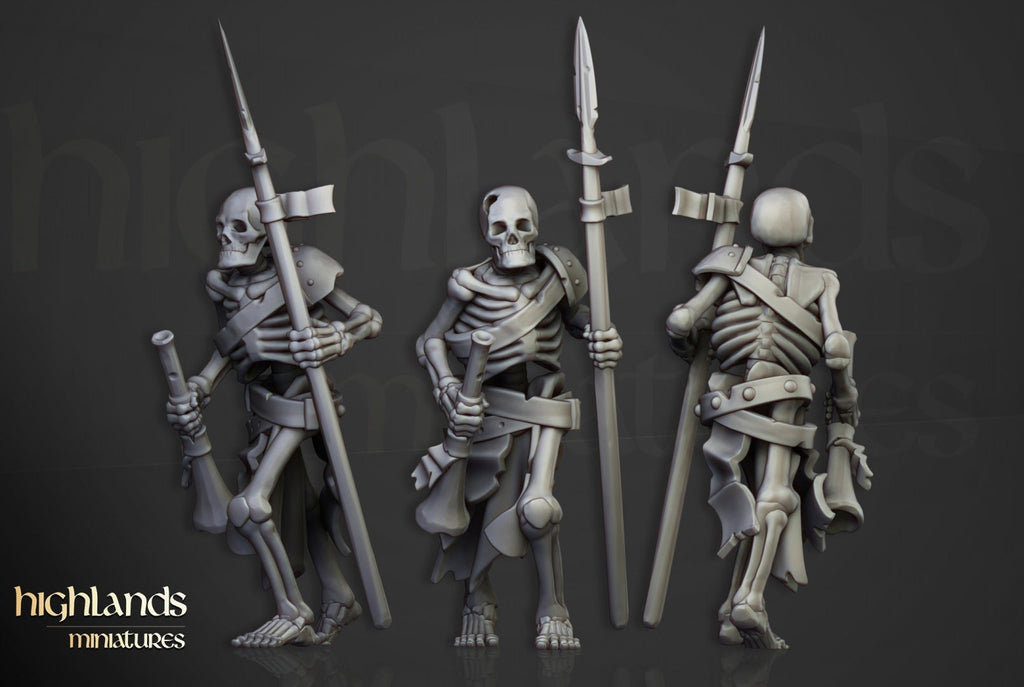 Skeletal Warriors with Spears - Highlands Miniatures - Sigmarite Boutique