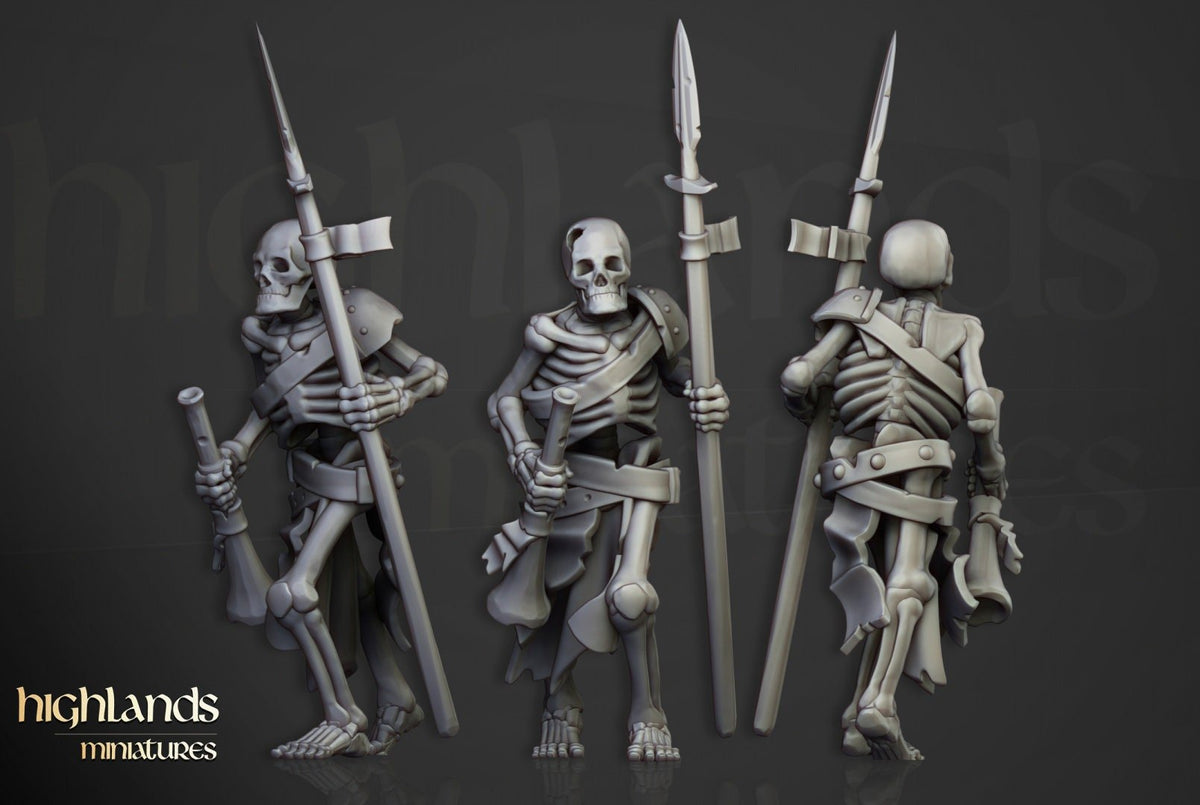 Skeletal Warriors with Spears - Highlands Miniatures - Sigmarite Boutique