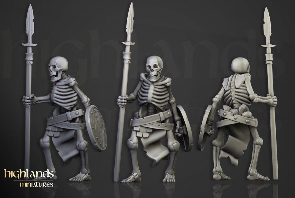 Skeletal Warriors with Spears - Highlands Miniatures - Sigmarite Boutique