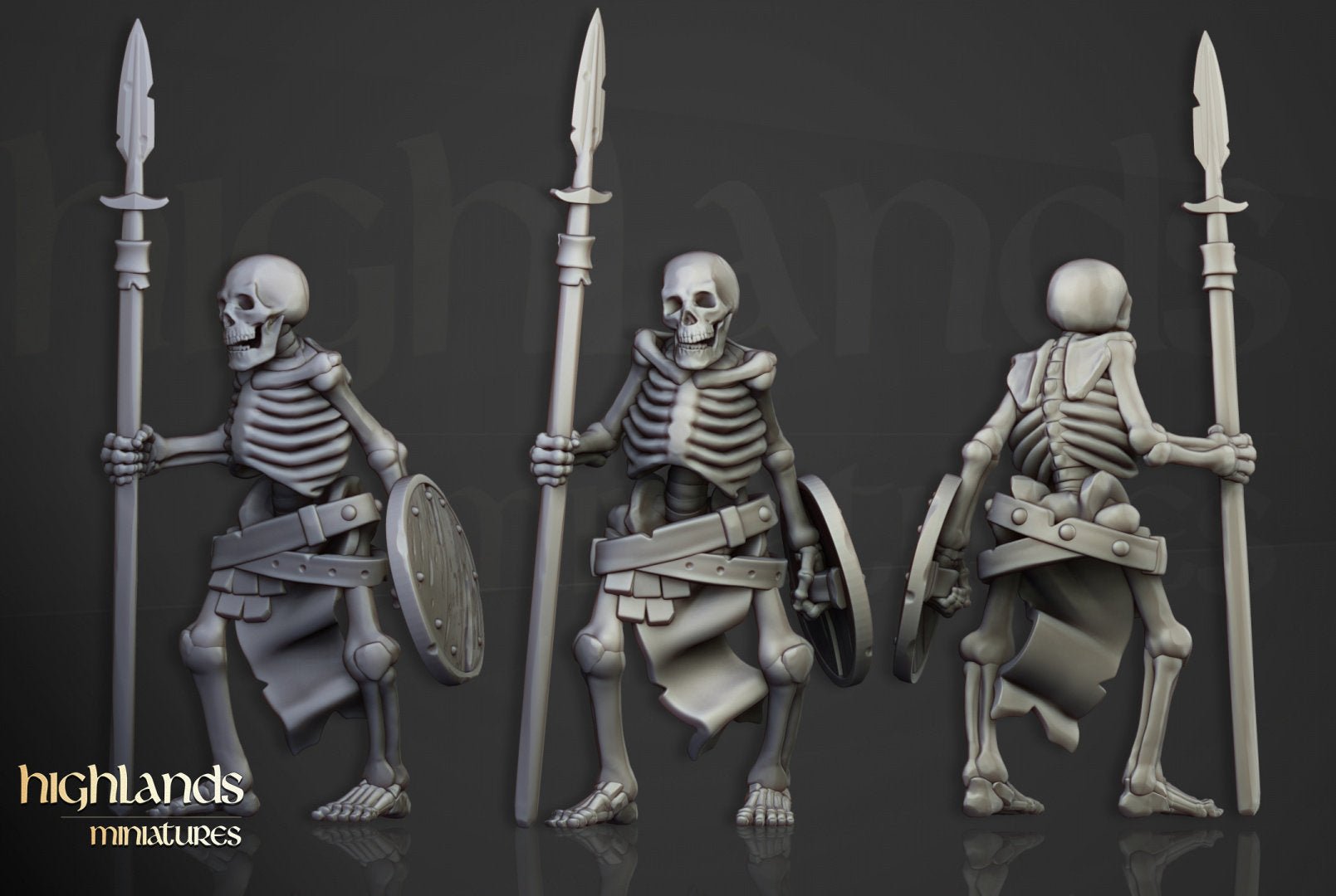 Skeletal Warriors with Spears - Highlands Miniatures - Sigmarite Boutique