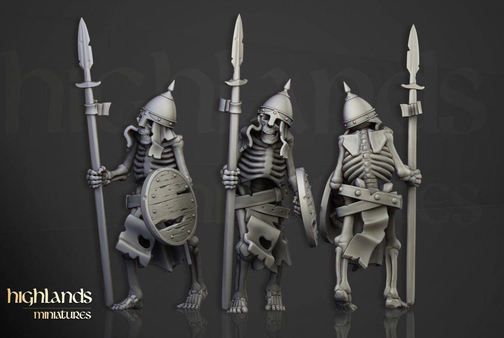 Skeletal Warriors with Spears - Highlands Miniatures - Sigmarite Boutique