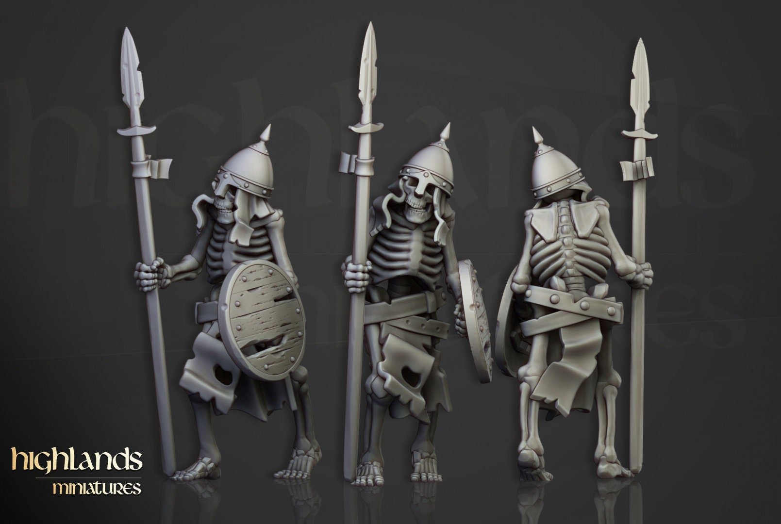 Skeletal Warriors with Spears - Highlands Miniatures - Sigmarite Boutique