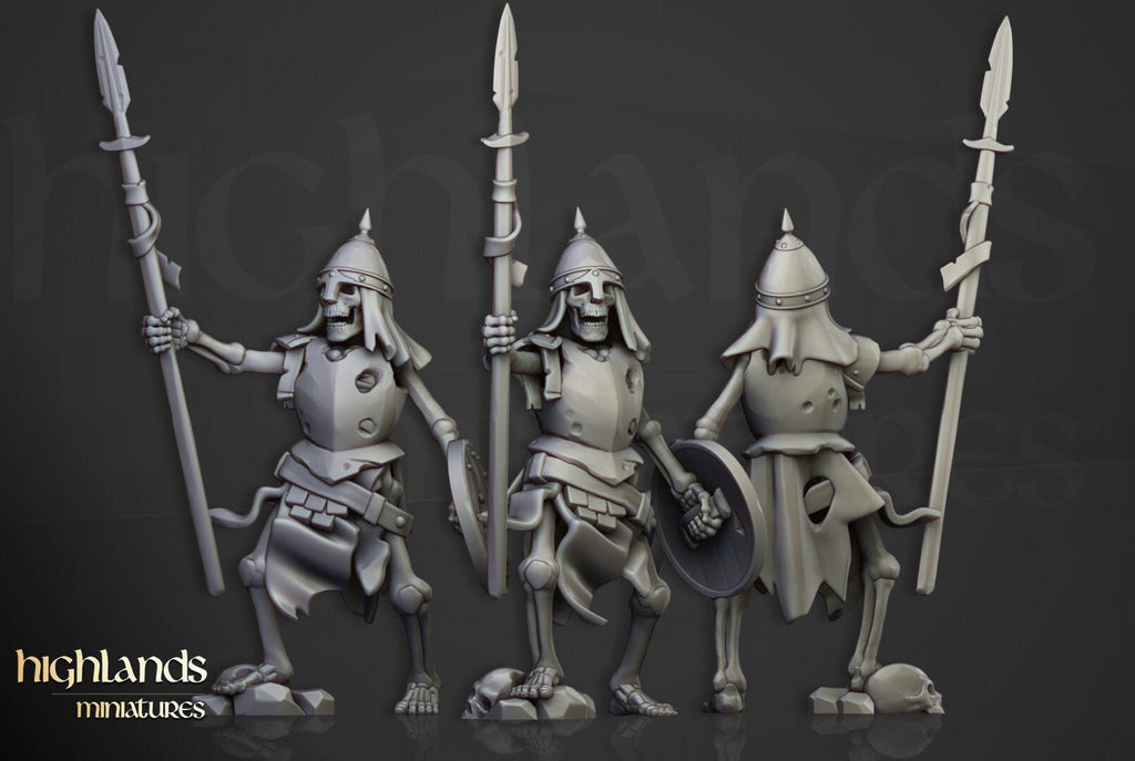 Skeletal Warriors with Spears - Highlands Miniatures - Sigmarite Boutique