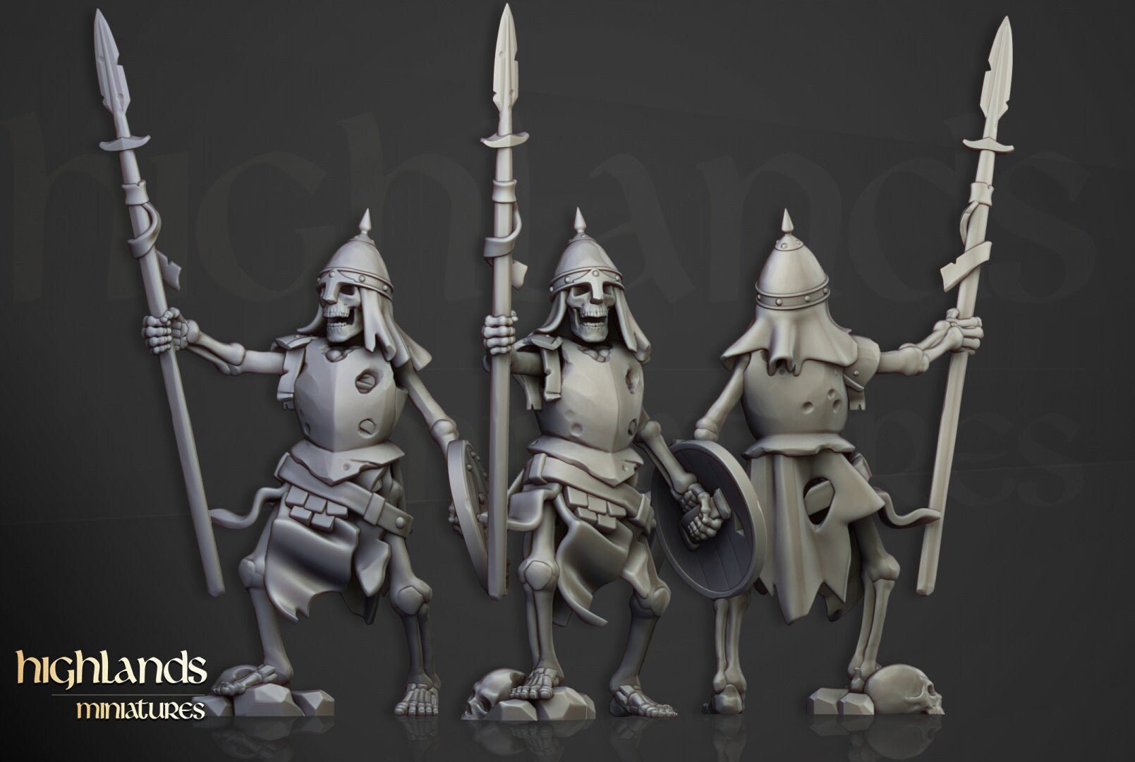 Skeletal Warriors with Spears - Highlands Miniatures - Sigmarite Boutique