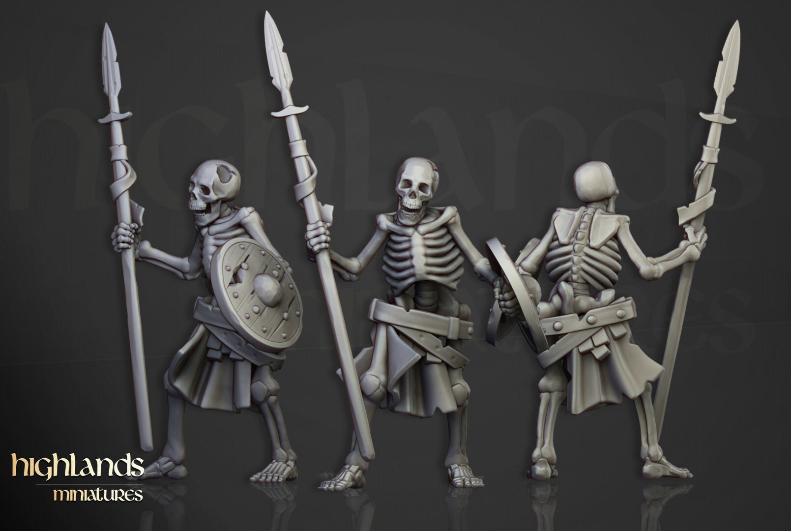 Skeletal Warriors with Spears - Highlands Miniatures - Sigmarite Boutique