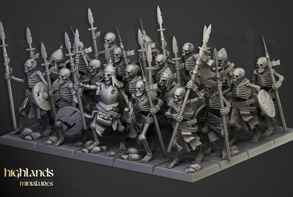 Skeletal Warriors with Spears - Highlands Miniatures - Sigmarite Boutique